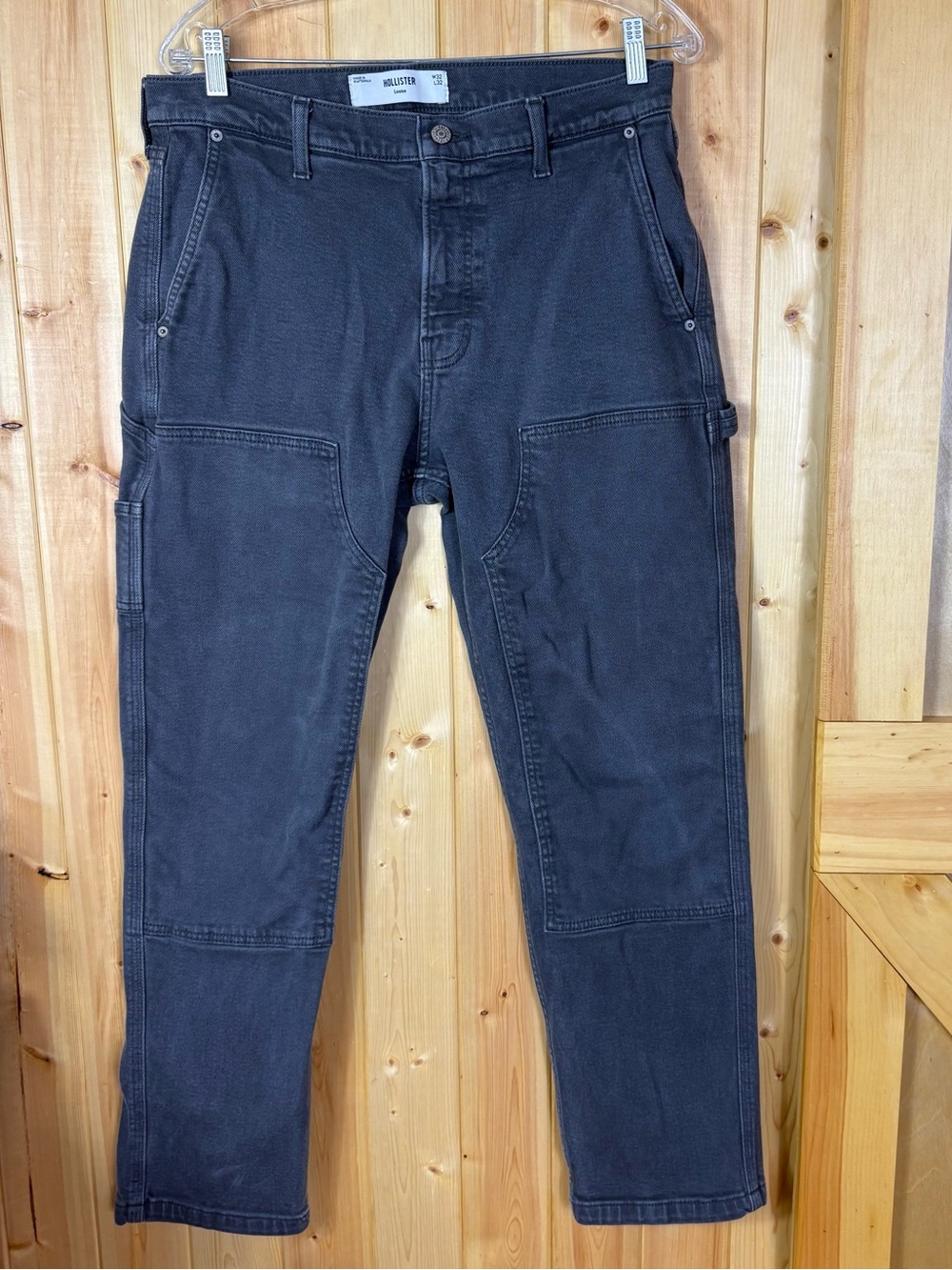 Hollister Jeans Mens 34X34 Gray Loose Carpenter Epic Flex Double Knee Workwear